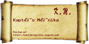 Kaptás Mónika névjegykártya